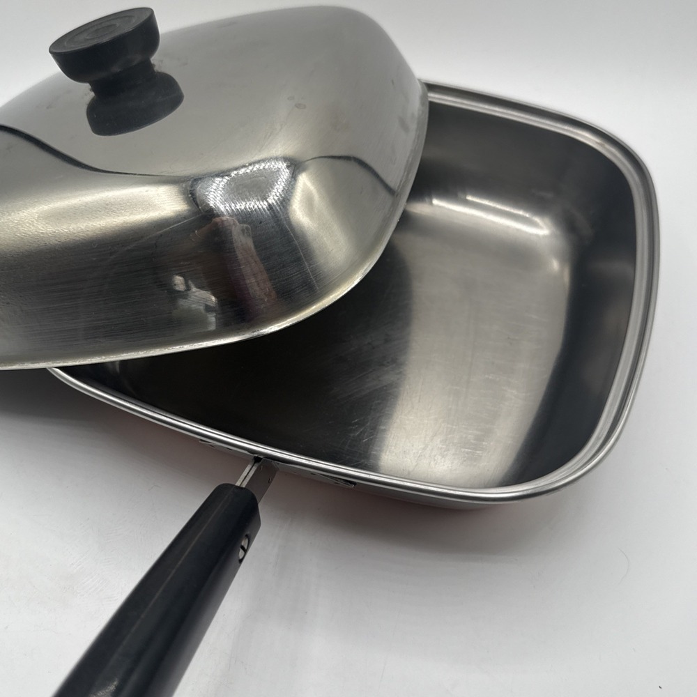 Revere Ware USA Small Square Copper Bottom Pot Fry Pan Skillet Bacon Clean - Picture 5 of 15